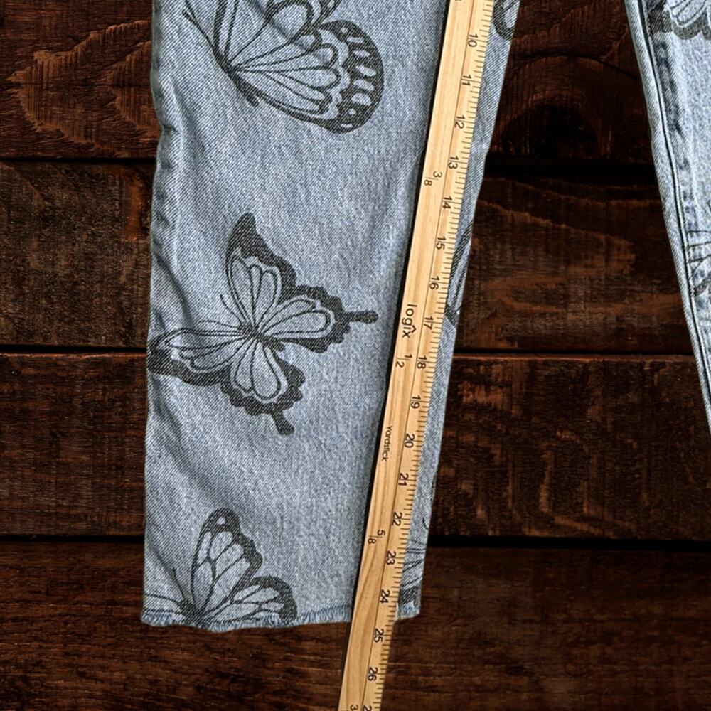 Pacsun Eco Butterfly High Waisted Straight Leg Cropped Jeans Size 26 - Picture 9 of 10